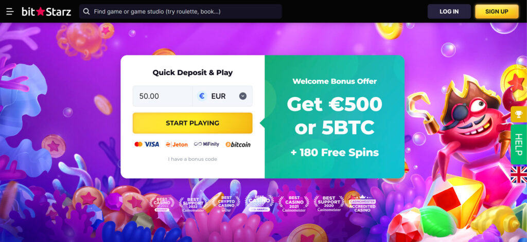 Sign up to BitStarz, leading online casino with Bitcoin